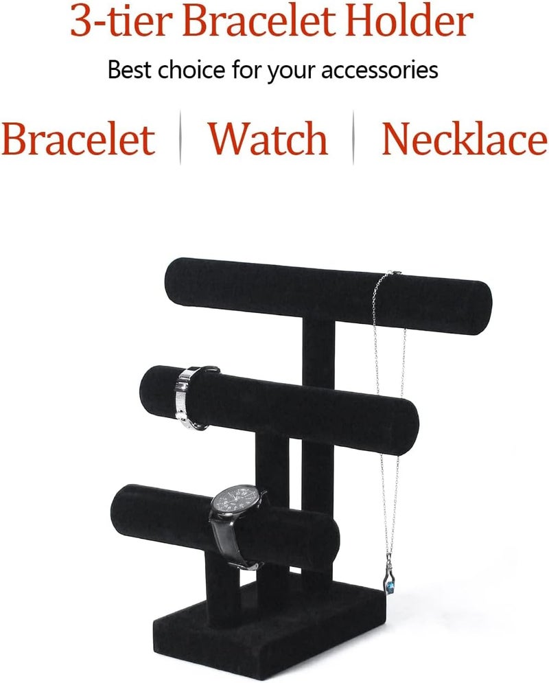 Ausalivan Bracelet Holder Stand,Bracelet Organizer Display for Selling,Bangle Organizer for Women,Watch Storage Holder for Men,Jewelry Business Supplies (Style 2 （Black 3 Tier ）) - Image 2