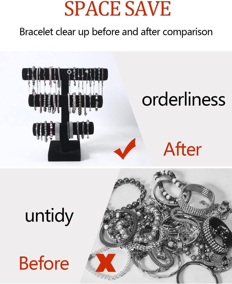 Ausalivan Bracelet Holder Stand,Bracelet Organizer Display for Selling,Bangle Organizer for Women,Watch Storage Holder for Men,Jewelry Business Supplies (Style 2 （Black 3 Tier ）) - Image 4