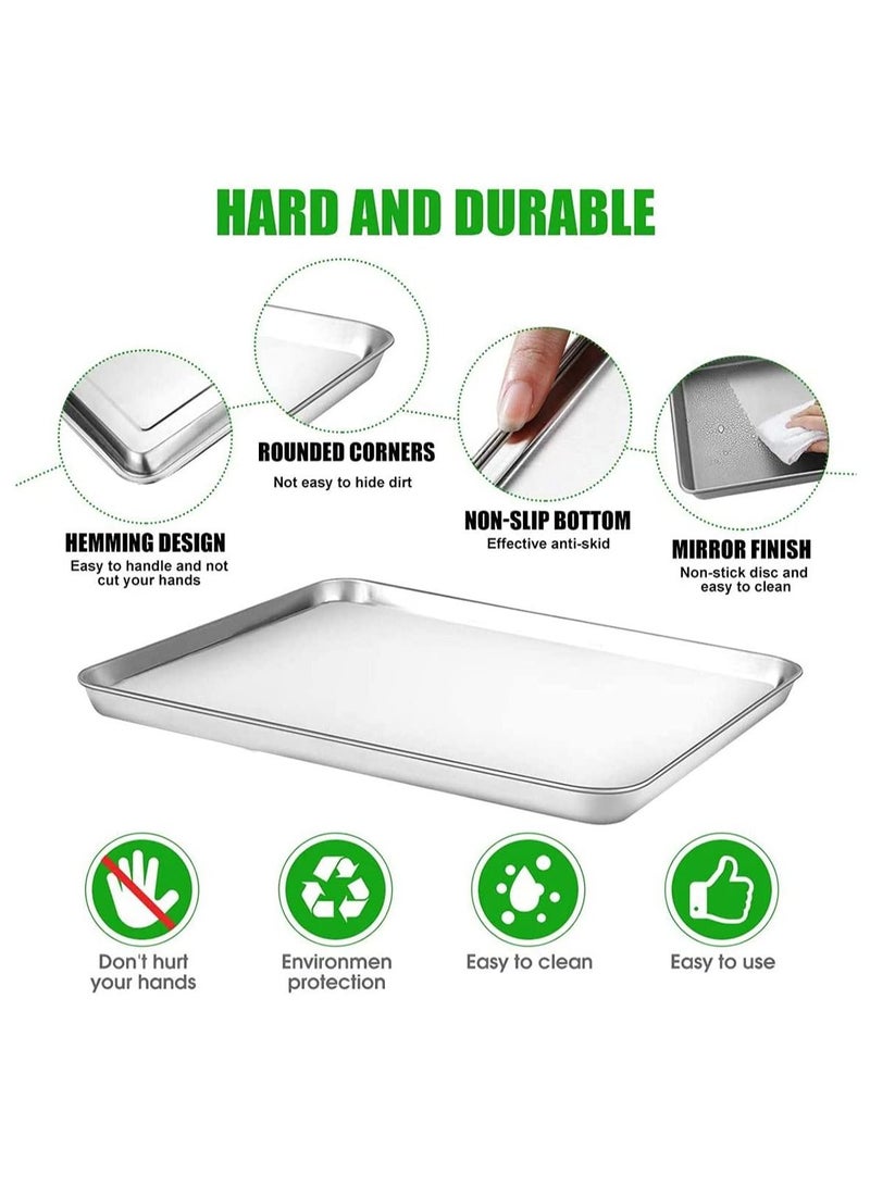 Baking Sheet Nonstick Baking Pans with Rack Set 1 Sheets+1 Rack Stainless Steel Cookie Sheet Pan with Cooling Rack for Oven 16" x 12" x 1" Tray Non-Toxic Heavy Duty Easy Clean - Image 4