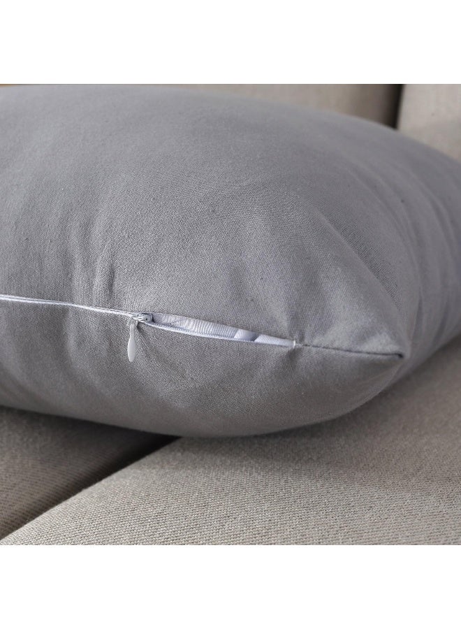 TAOSON TAOSON Decorative 100 Cotton Canvas Square Solid Toss Pillowcase Cushion Cover Pillow Case with Hidden Zipper Closure Only Cover No Insert  White 12x2030x50cm  - Image 2