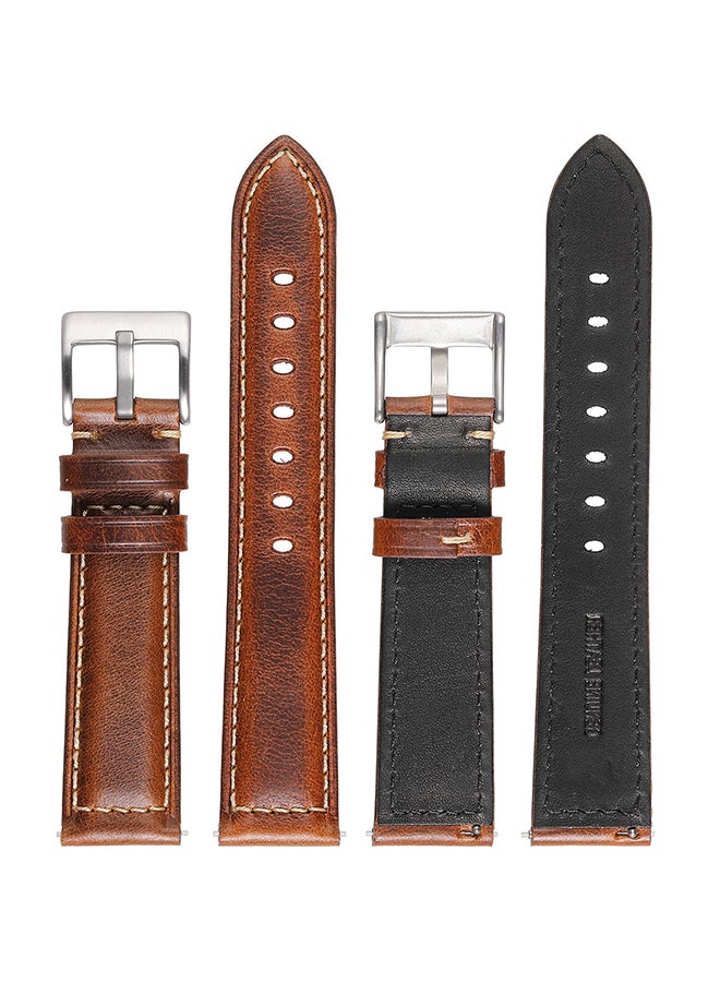 O Ozone Leather Watch Bands For Samsung Galaxy Watch 7 6 5 4 FE 40mm 44mm 45mm/Galaxy Watch 6 4 Classic 43mm 47mm 42mm 46mm, 20mm  Wristband - Light Brown  - Image 2
