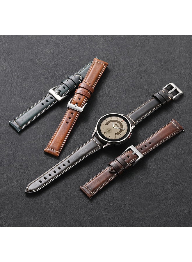O Ozone Leather Watch Bands For Samsung Galaxy Watch 7 6 5 4 FE 40mm 44mm 45mm/Galaxy Watch 6 4 Classic 43mm 47mm 42mm 46mm, 20mm  Wristband - Light Brown  - Image 5
