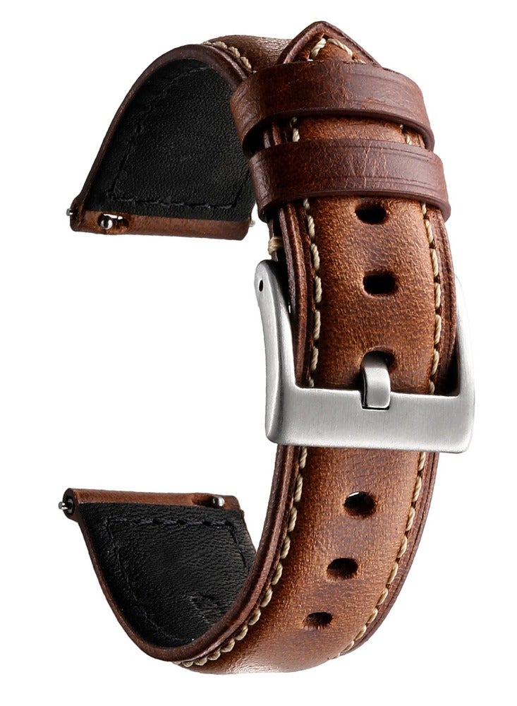 O Ozone Leather Watch Bands For Samsung Galaxy Watch 7 6 5 4 FE 40mm 44mm 45mm/Galaxy Watch 6 4 Classic 43mm 47mm 42mm 46mm, 20mm  Wristband - Light Brown - Image 1