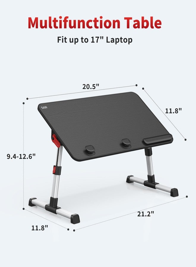 SAIJI [Medium Size] Laptop Desk Table, Adjustable Laptop Stand, Portable Lap Desks with Foldable Legs, Notebook Standing Breakfast Tray Reading Desk for Sofa Couch Bed Floor (Black) - Image 5
