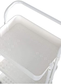 Golau 3-Tier Utility Cart Rolling Storage Shelf With Handles 2 Lockable Wheels White 86x42x30centimeter  - Image 3