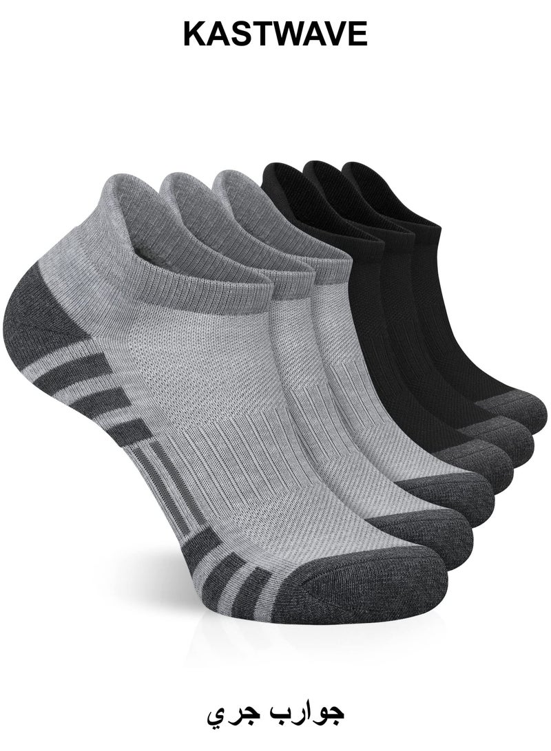 KASTWAVE Ankle Athletic Running Socks Cushioned Breathable Low Cut Sports Tab Socks for Men and Women (6 Pairs) - Image 1