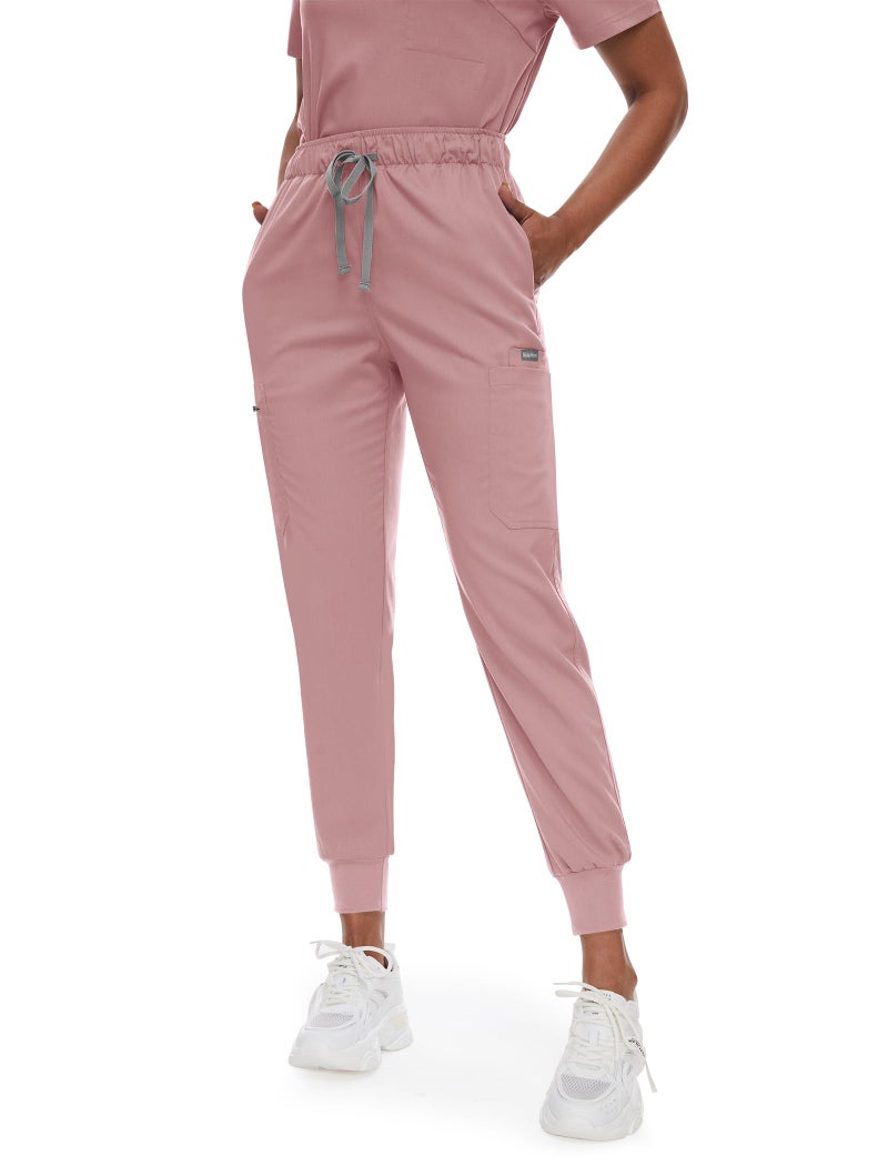niaahinn Scrub for Women Scrubs Top with Classic V-Neck & Yoga Jogger Pants Medical Nursing Uniform Scrub Set (Pink, M) - Image 3