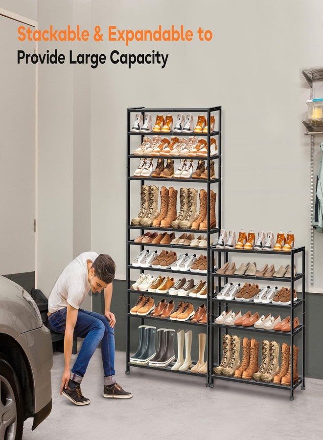 KEETDY 5-Tier Heavy Duty Shoe Rack for Garage Entryway, Stackable Shoe Organizer for 25 Pairs Men Boots, Shoe Rack for Closet Metal Shoe Storage Shelf, Floor, Hallway (Black) - Image 3