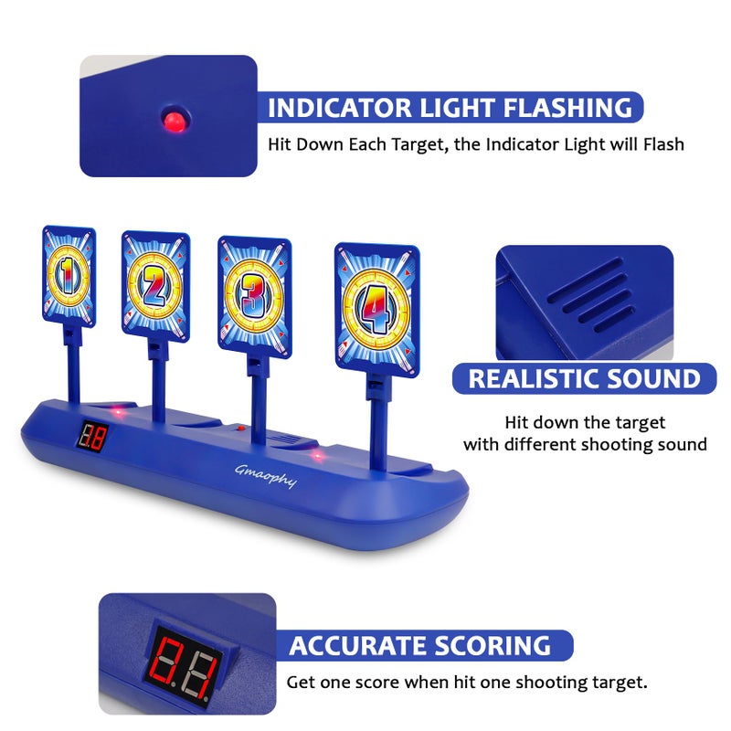 GMAOPHY Digital Shooting Targets with 2 Foam Dart Toy Blaster, Kids Shooting Game Toys, Electronic Scoring Auto Reset 4 Targets, Birthday for Ages 5 6 7 8 9 10+ Years Old Kids Boys Girls - Image 3