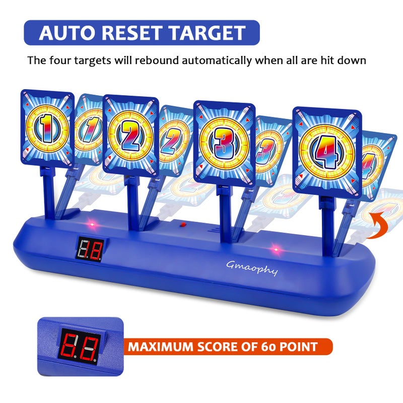GMAOPHY Digital Shooting Targets with 2 Foam Dart Toy Blaster, Kids Shooting Game Toys, Electronic Scoring Auto Reset 4 Targets, Birthday for Ages 5 6 7 8 9 10+ Years Old Kids Boys Girls - Image 2
