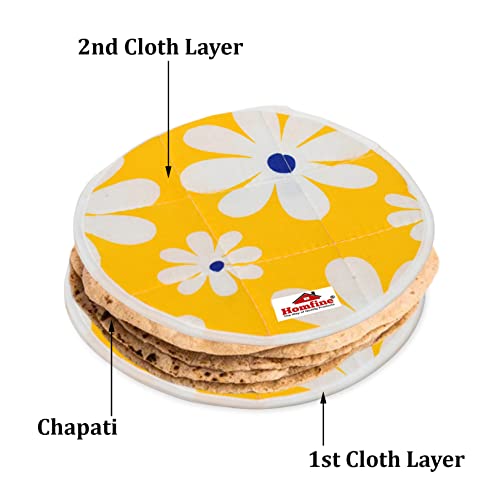 Homfine 2 Set of 4Pcs Roti/Chapati Cotton Cloth Rumal/Cover Set for Fresh Rotis Daily Use Dual Layer Washable Reusable Odor Less (4Pcs (2Bottom+2Top), Color May Vary) - Image 3