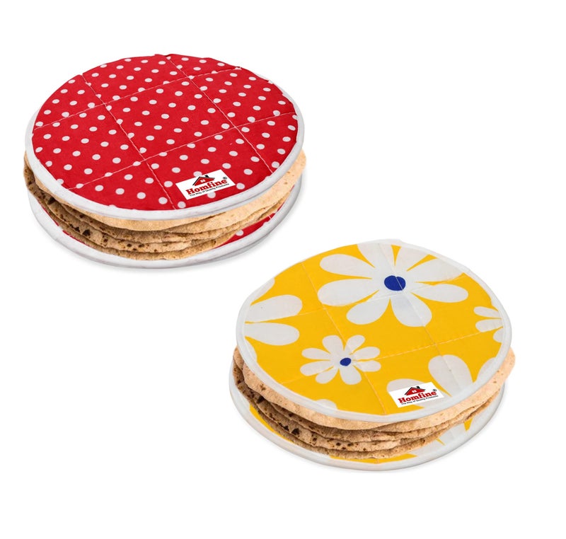 Homfine 2 Set of 4Pcs Roti/Chapati Cotton Cloth Rumal/Cover Set for Fresh Rotis Daily Use Dual Layer Washable Reusable Odor Less (4Pcs (2Bottom+2Top), Color May Vary) - Image 1