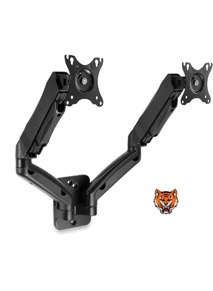 TIGER "Dual Arm Monitor Wall Mount with Height Adjustable Gas Spring Arms, Full Motion, VESA 75x75mm & 100x100mm Compatible, Fits 19''-27'' Screens"  - Image 1