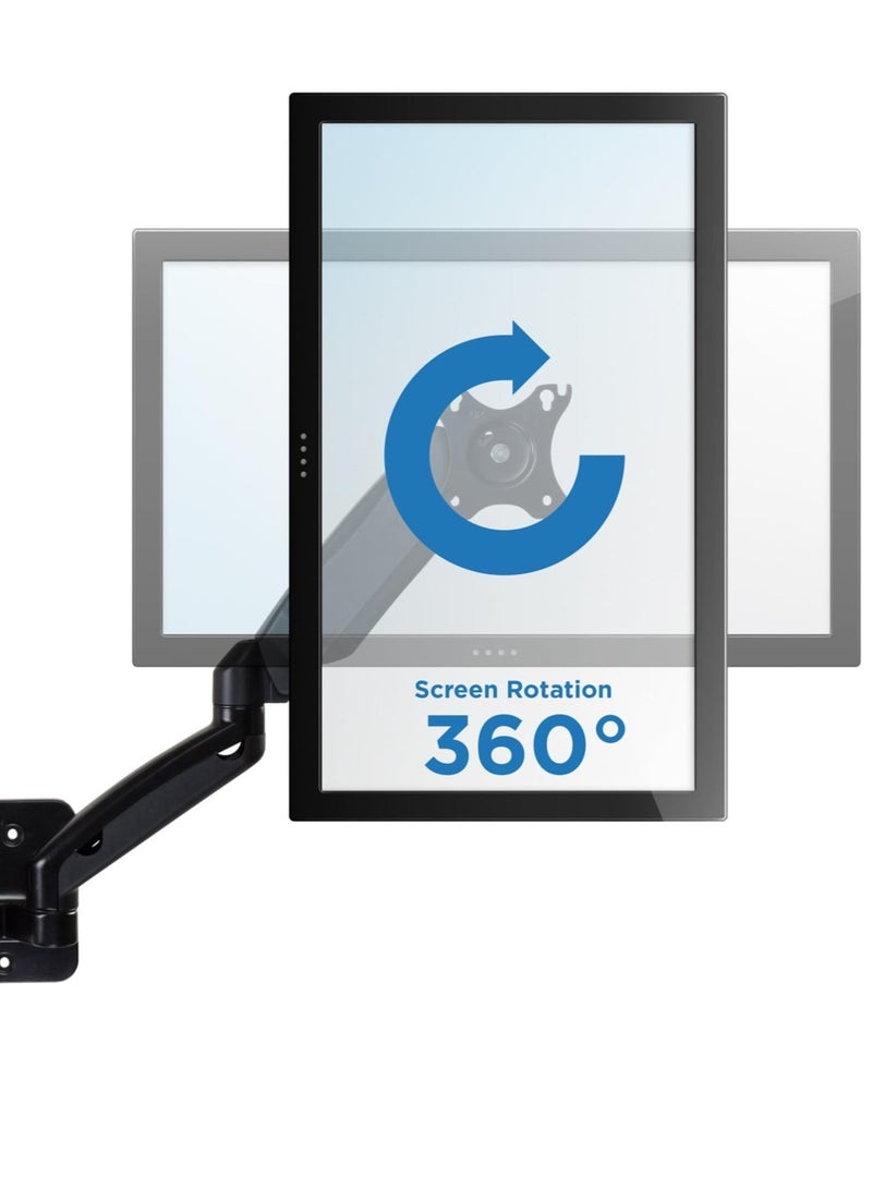 TIGER "Dual Arm Monitor Wall Mount with Height Adjustable Gas Spring Arms, Full Motion, VESA 75x75mm & 100x100mm Compatible, Fits 19''-27'' Screens"  - Image 3