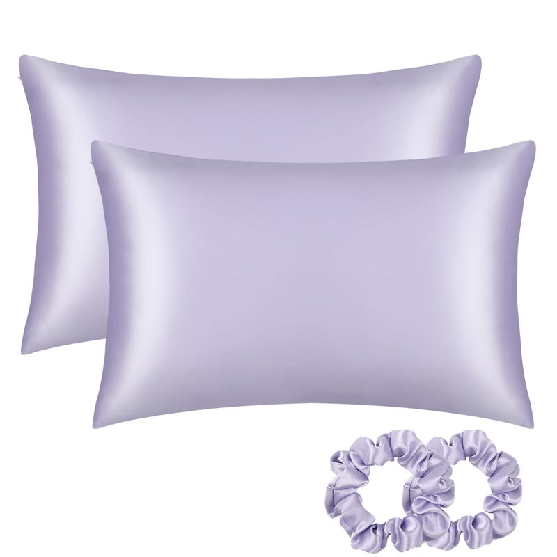 ألاسكا بير ألاسكا دب حرير وسادة للشعر ومجموعة الجلد من 2 نقي نقي 22 Momme Mulberry Silk Pillow Cases Size Size for Bles - Image 1