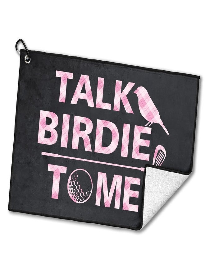 rofiowa Talk Birdie to Me Polyester and Cotton Blend Printed Golf Towel, Funny Pink Golf Accessories for Women, Golf Gift for Golf Fan Her, Golf Lover Birthday Gift, Black 3, OGT043 - Image 1