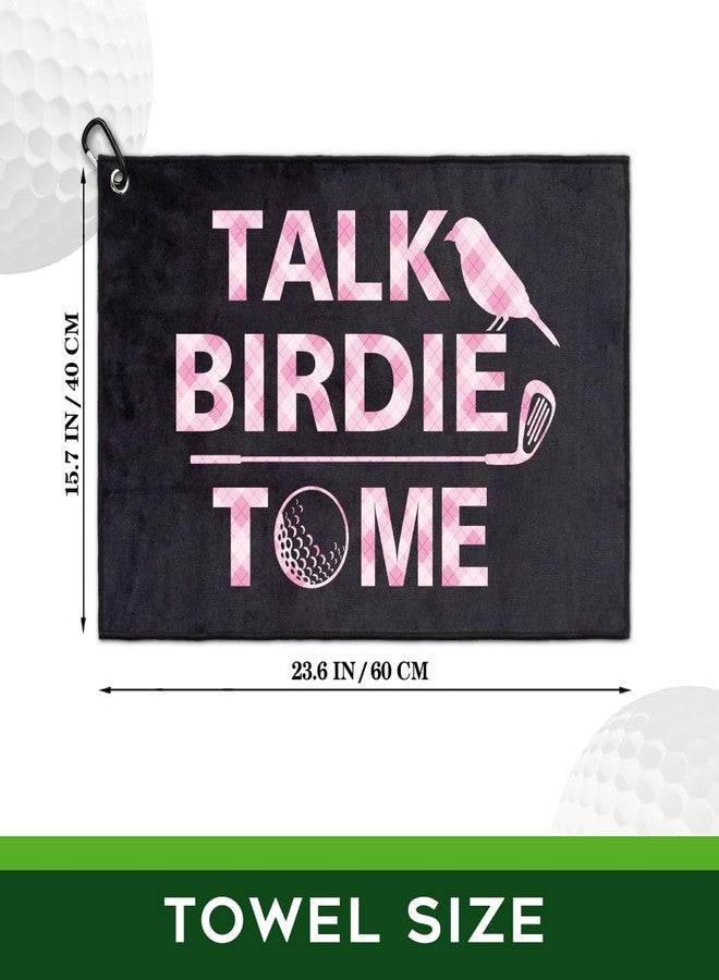 rofiowa Talk Birdie to Me Polyester and Cotton Blend Printed Golf Towel, Funny Pink Golf Accessories for Women, Golf Gift for Golf Fan Her, Golf Lover Birthday Gift, Black 3, OGT043 - Image 2