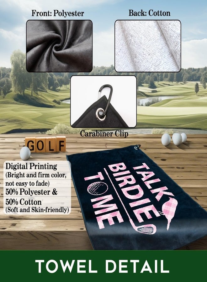 rofiowa Talk Birdie to Me Polyester and Cotton Blend Printed Golf Towel, Funny Pink Golf Accessories for Women, Golf Gift for Golf Fan Her, Golf Lover Birthday Gift, Black 3, OGT043 - Image 3