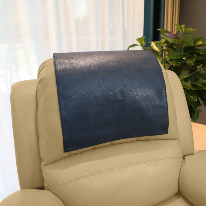 NON SLIP HEADREST COVER FOR FURNITURE SLIPCOVERSFAUX LEATHER HEADREST PROTECTOR FOR RECLINE CHAIR VINYL HEAD PROTECTOR COVER FOR SOFATHEATER SEAT COVER FOR HOME OFFICE 17X27 IN NAVY