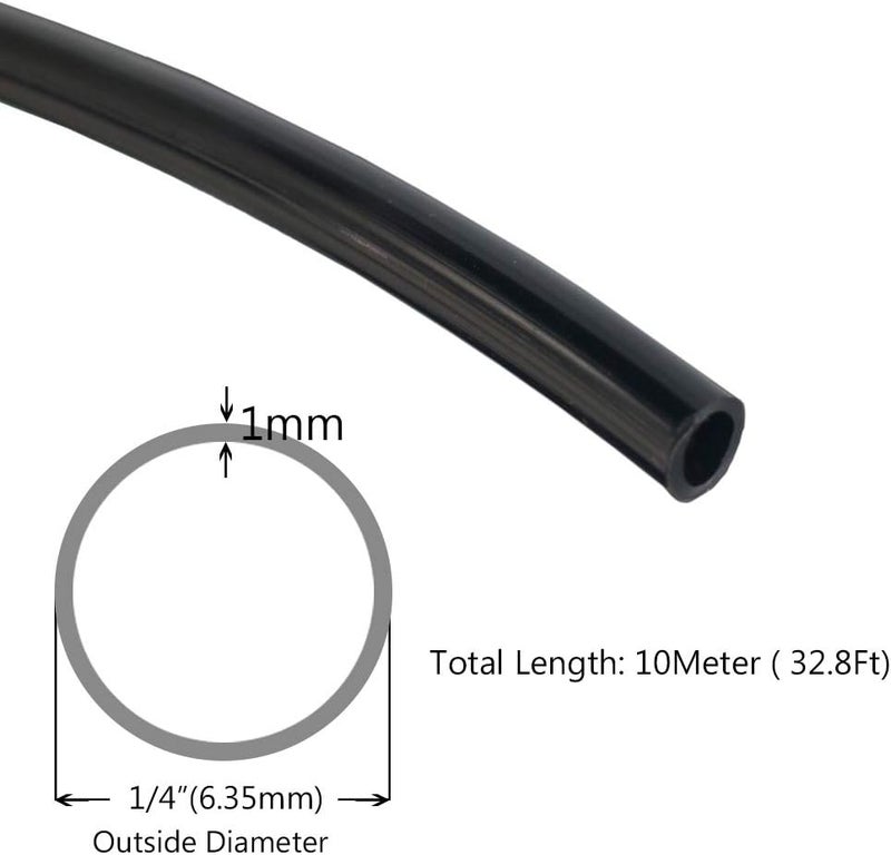 Beduan Pneumatic Nylon Tube 1/4"OD SAEJ844 Air Line Hose (32.8ft, Black) - Image 2