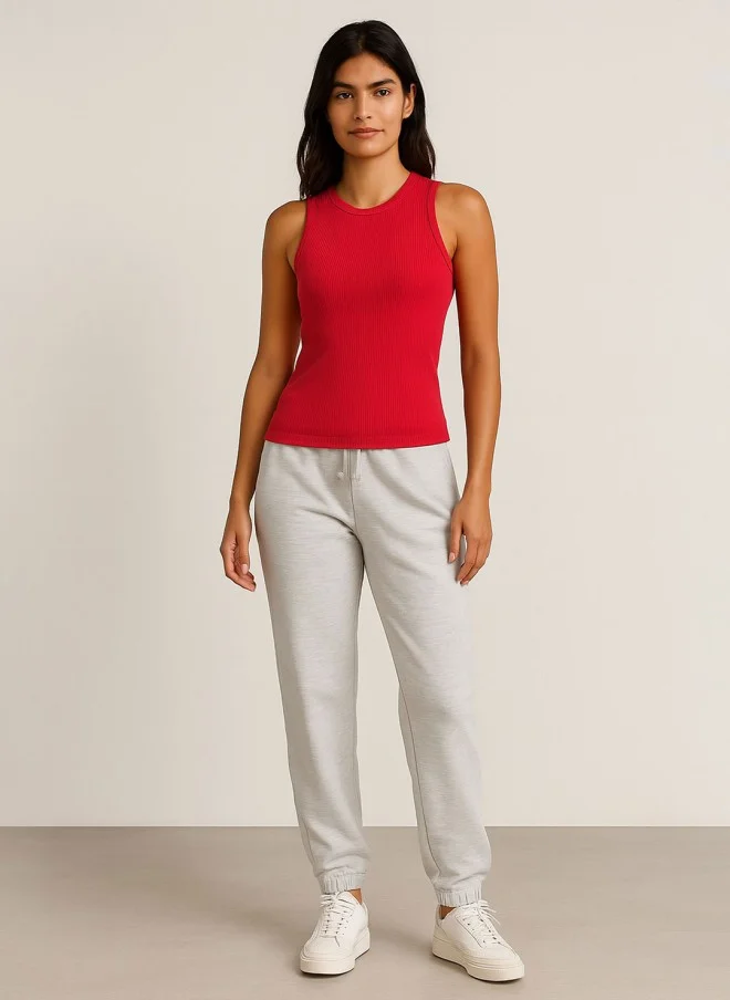 SASSAFRAS Ribbed Round Neck Tank Top for Women
