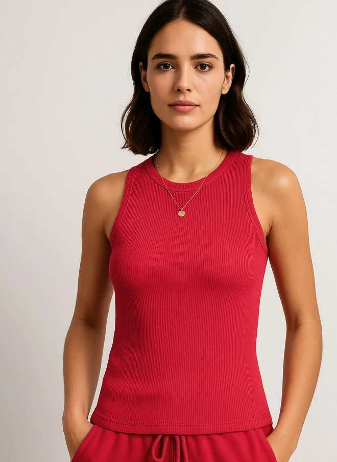 ساسافراس Ribbed Round Neck Tank Top for Women