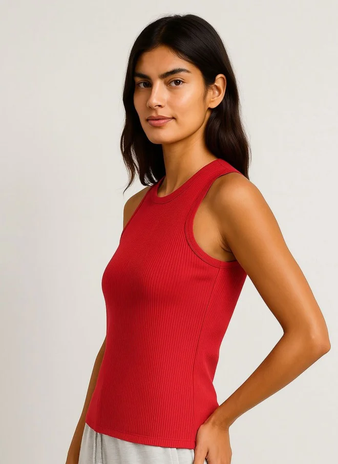 SASSAFRAS Ribbed Round Neck Tank Top for Women