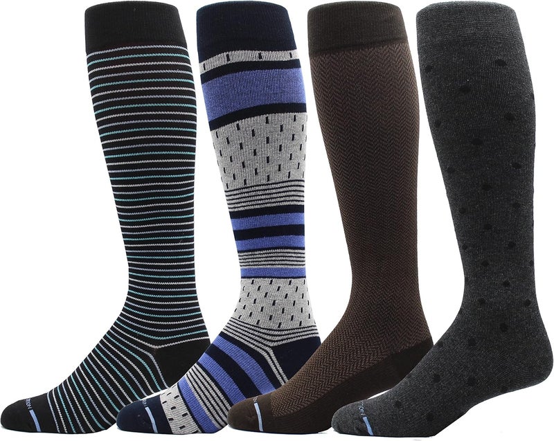 Dr Motion 4 Pairs Men's Athletic Traveler Graduated Compression Knee High Socks - Image 1