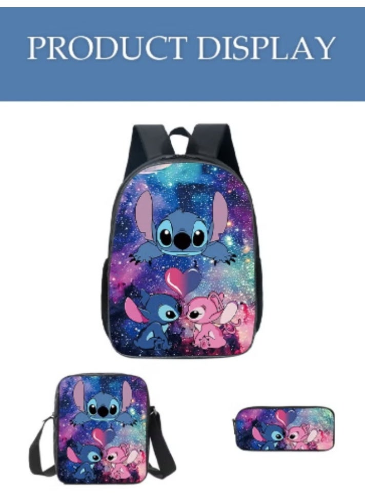 DUNISO Stitch School Bag Three - Piece Set | Starry Sky Print + Practical Set, Cute and Spacious - Image 5