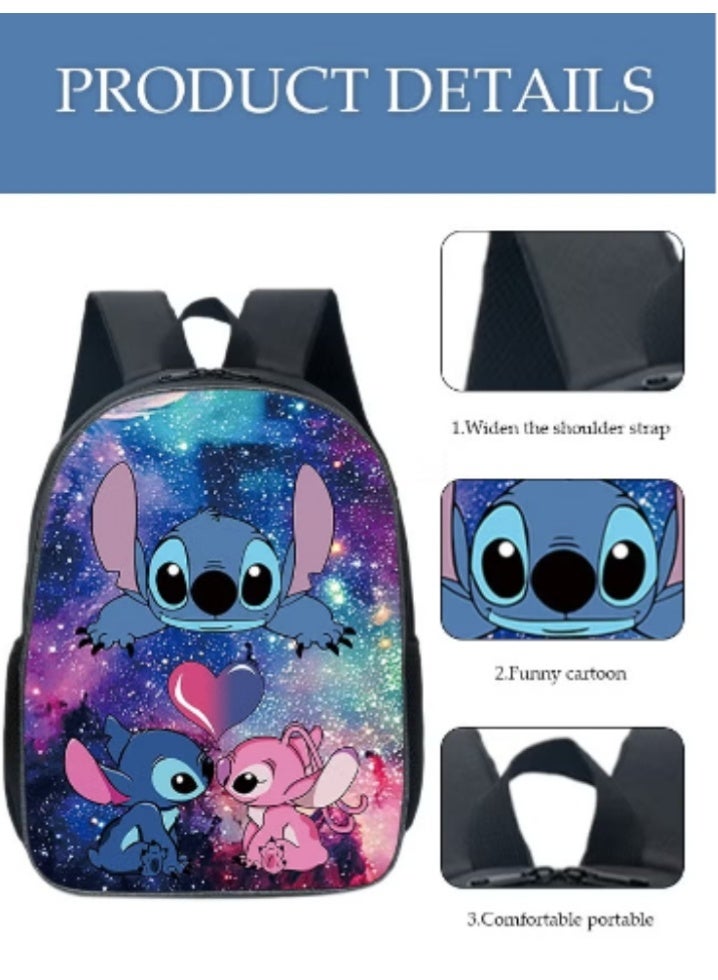 DUNISO Stitch School Bag Three - Piece Set | Starry Sky Print + Practical Set, Cute and Spacious - Image 4