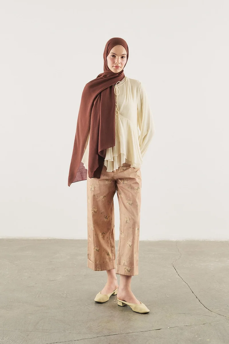 Defacto  Fresh Scarfs X DeFacto Premium Burgundy Linen Scarf for Women | Best Price UAE