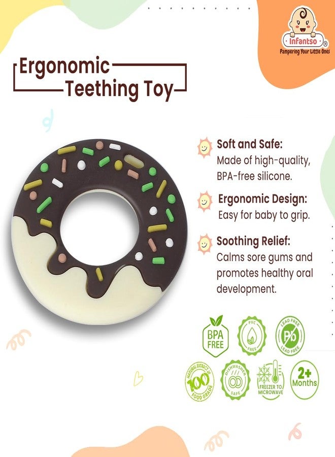 Infantso Soft Silicone Teether for Baby Teething, Donut Teether Toy for 0-12 Months, BPA Free Silicone Soothing Baby Teether | BPA Free, Food Grade Soft & Safe Gum Relief Toy - Image 5
