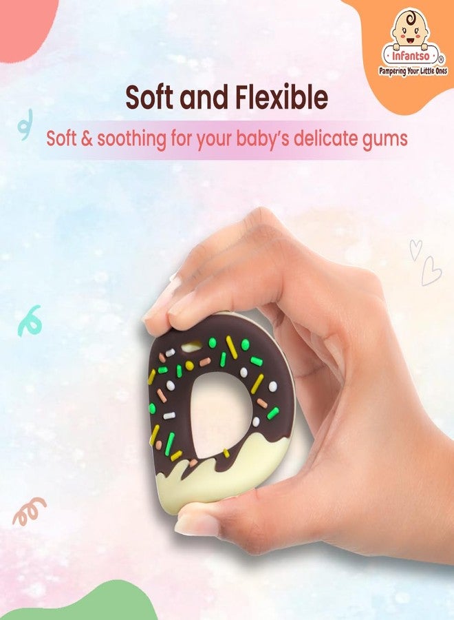 Infantso Soft Silicone Teether for Baby Teething, Donut Teether Toy for 0-12 Months, BPA Free Silicone Soothing Baby Teether | BPA Free, Food Grade Soft & Safe Gum Relief Toy - Image 4
