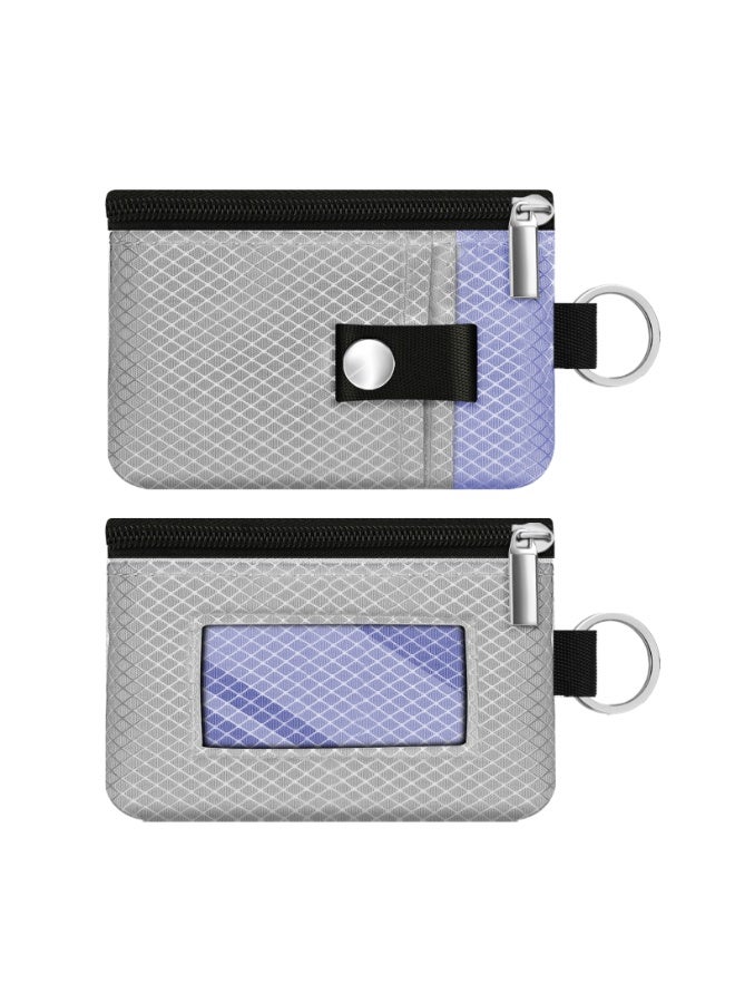 Minimalist RFID Blocking Small Wallet with ID Window,WaterResistant Zip Id Case Wallet with Lanyard Keychain for Cards,Cash,Travel,Women,Men - Image 3