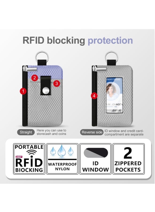 Minimalist RFID Blocking Small Wallet with ID Window,WaterResistant Zip Id Case Wallet with Lanyard Keychain for Cards,Cash,Travel,Women,Men - Image 2