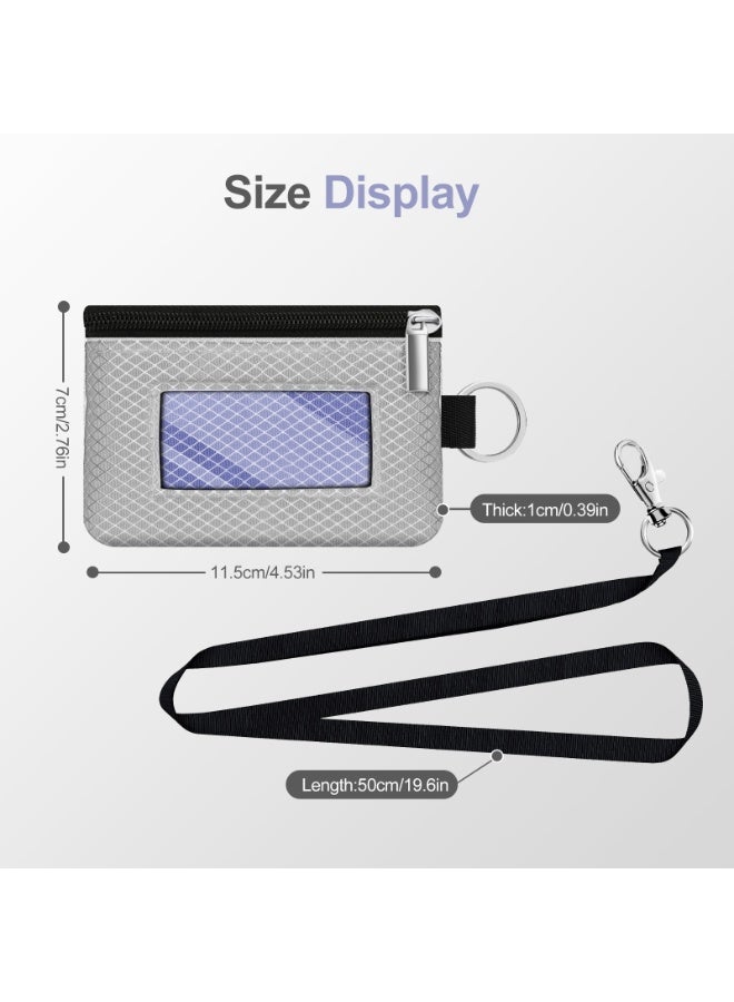 Minimalist RFID Blocking Small Wallet with ID Window,WaterResistant Zip Id Case Wallet with Lanyard Keychain for Cards,Cash,Travel,Women,Men - Image 5