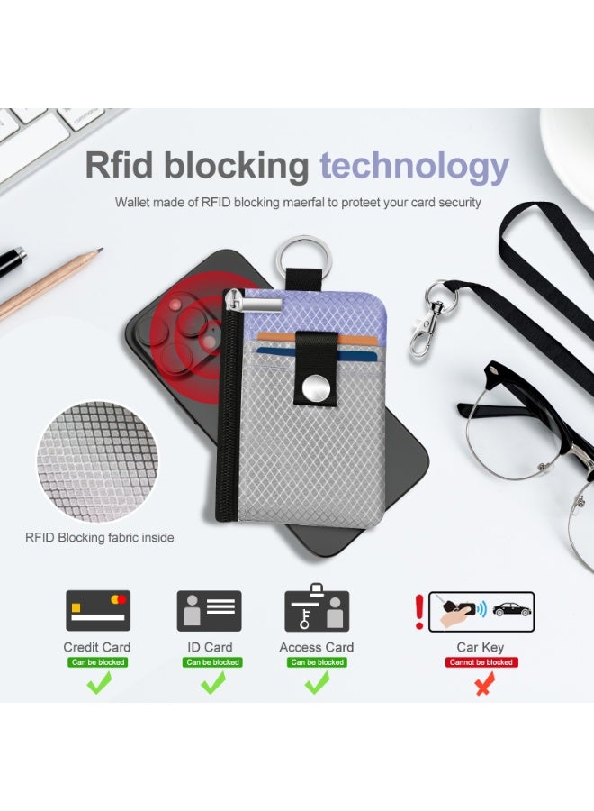 Minimalist RFID Blocking Small Wallet with ID Window,WaterResistant Zip Id Case Wallet with Lanyard Keychain for Cards,Cash,Travel,Women,Men - Image 4