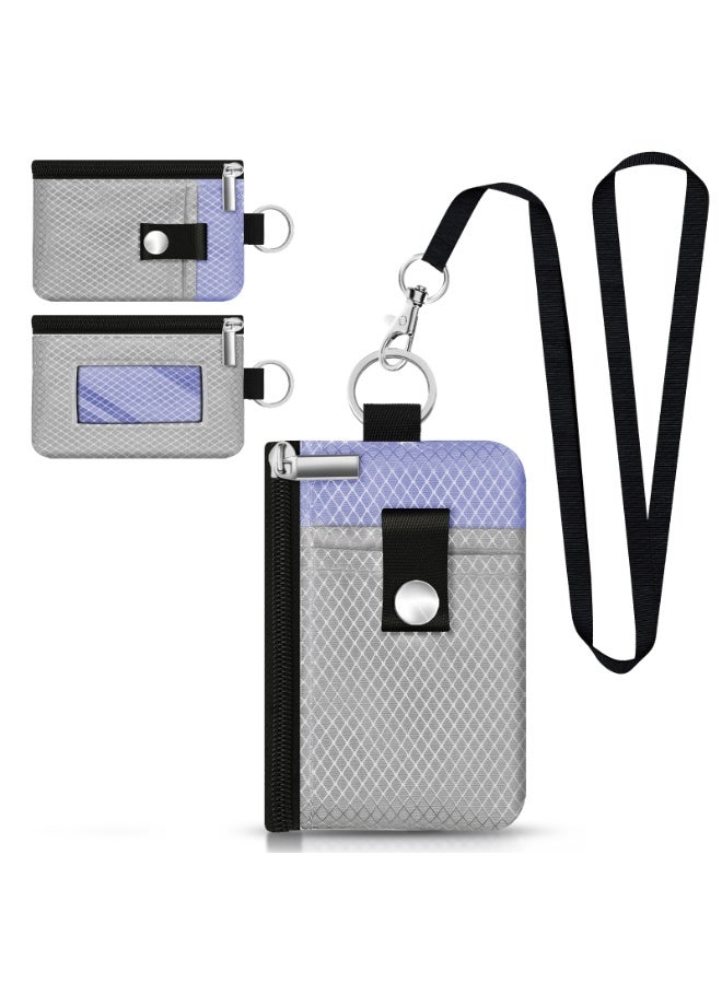 Minimalist RFID Blocking Small Wallet with ID Window,WaterResistant Zip Id Case Wallet with Lanyard Keychain for Cards,Cash,Travel,Women,Men - Image 1