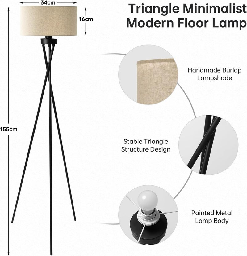 Perfin Triangle Floor Lamp App& Remote Control Dimmable Standing Lamp 12W Corner Floor Lamp, Suitable for Study, Bedroom, Living Room - Image 2