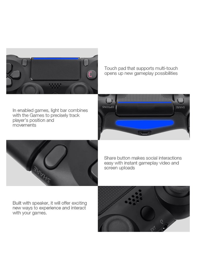 PS4 Controller with Built-in Dual Sound and Vibration and USB Charging Cable - Black - Image 5