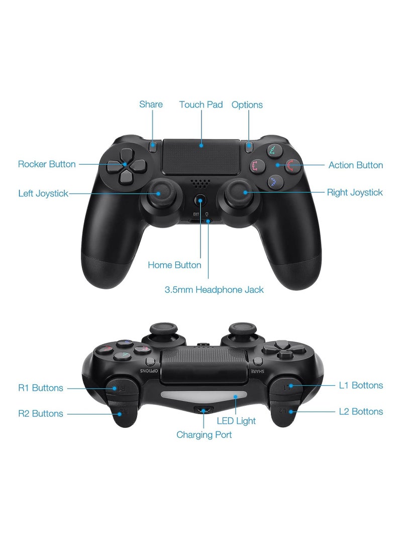 PS4 Controller with Built-in Dual Sound and Vibration and USB Charging Cable - Black - Image 4