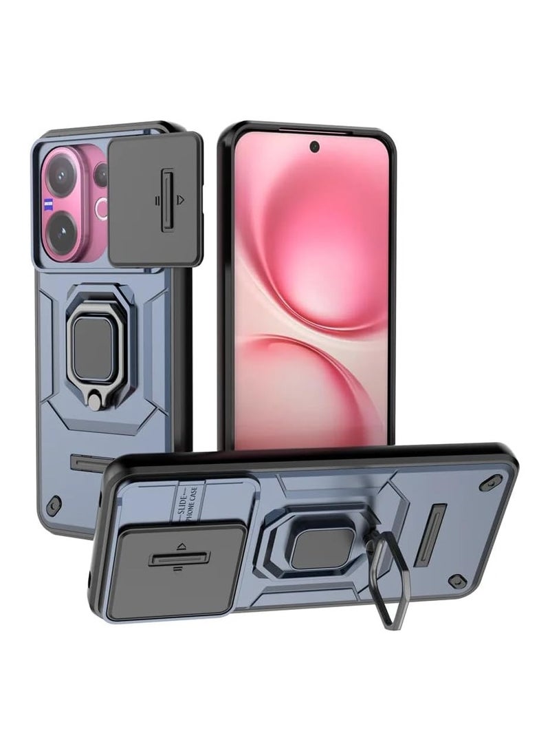 Compatible VIVO V60 5G, Heavy Duty Shockproof Case with Magnetic Holder and Lens Sliding Window Phone Cover