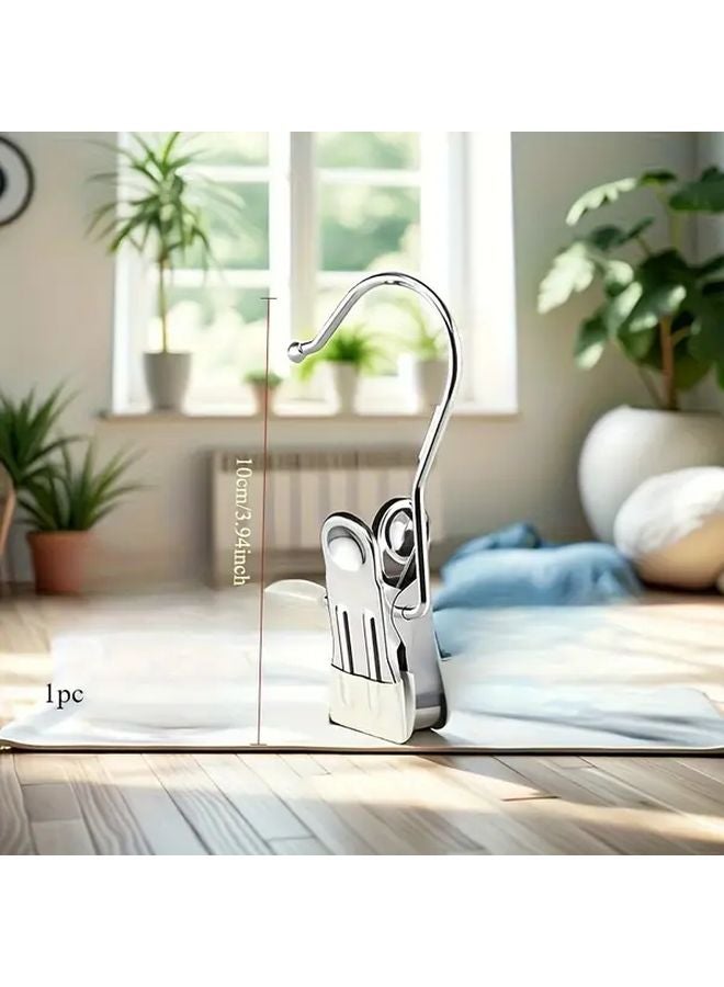 White Stainless Steel Hanger With Hook Clamp For Secure Drying And Stylish Home Storage - Image 2