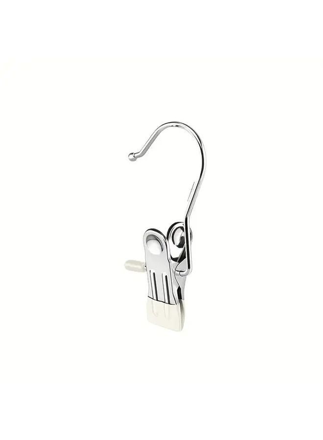White Stainless Steel Hanger With Hook Clamp For Secure Drying And Stylish Home Storage - Image 3