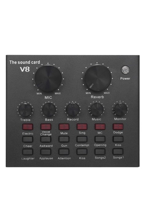 V8 Bluetooth Microphone Live USB External Sound Card DSP Chip - 12 Sound Effects for Phone Computer PC Audio Broadcast