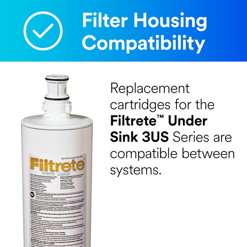 Filtrete Advanced Under Sink Quick Change Water Filtration Filter 3US-PF01, for use with 3US-PS01 System - Image 2