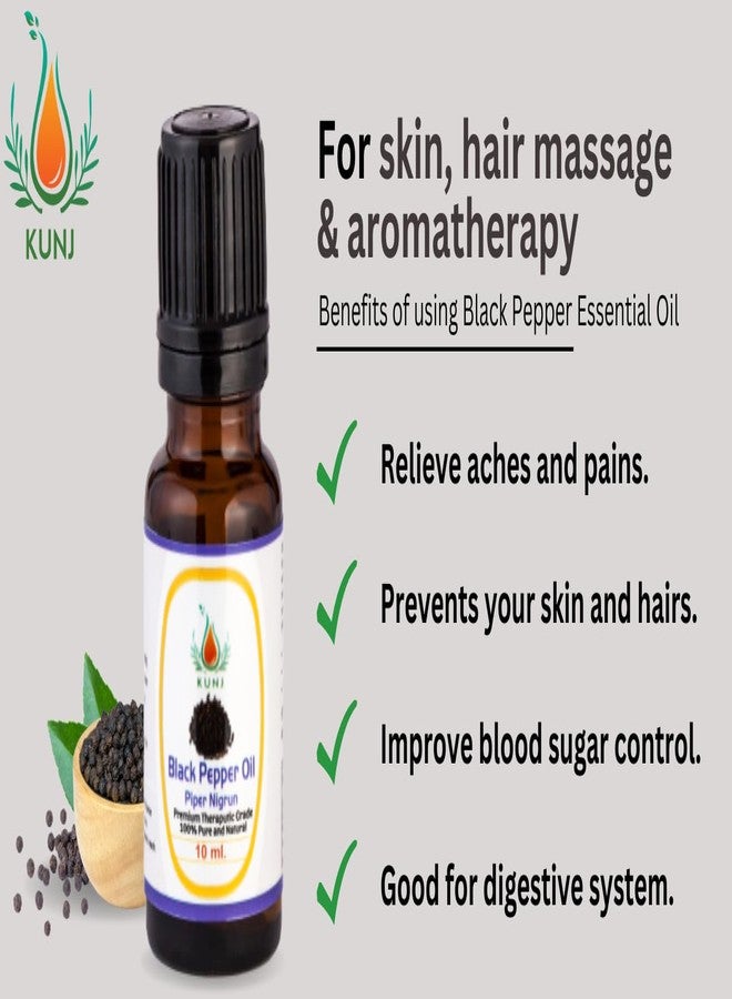 KUNJ Black Pepper Essential Oil 10ML (Piper nigrum) | Pure Steam Distilled Peppercorn Oil | Warm Spicy Aroma for Aromatherapy, Diffuser, Massage Blends & Cosmetic Formulation - Image 5