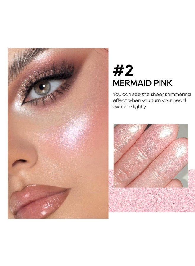 FREEORR Baked Highlighter Powder Palette Makeup Highlighter Powder Palette Sheer Shimmering Finish Face Highlighters Makeup Iluminadores De Maquillaje02 Mermaid Pink - Image 3