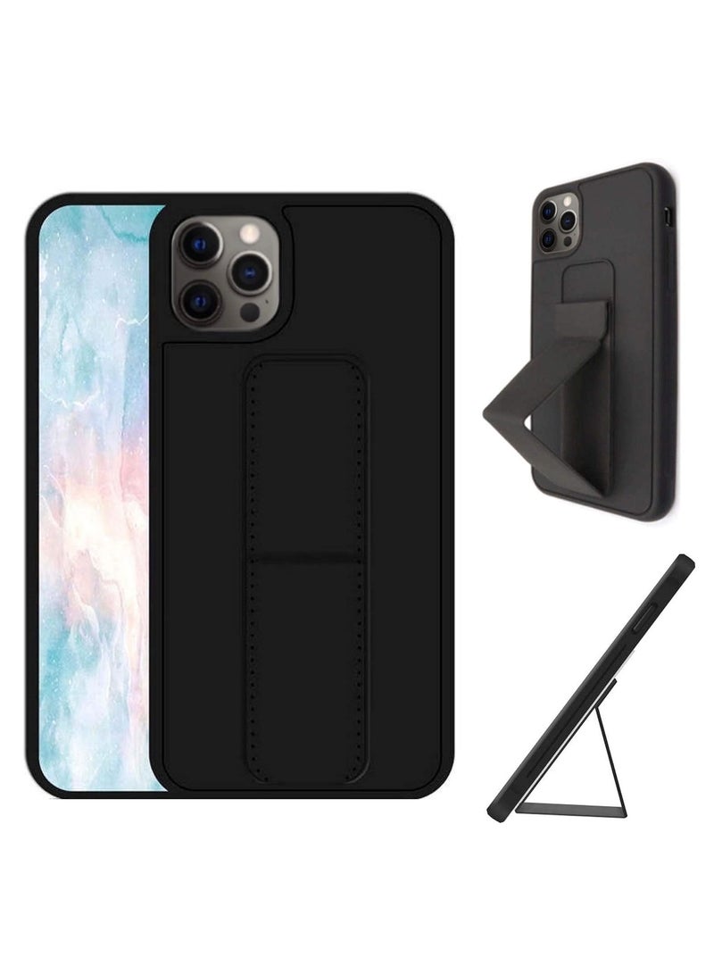 erorex Case For Iphone 12 12 Pro With Back Magnetic Grip Strap Stand Black Protective Cover For Car Mobile Holder - Image 1