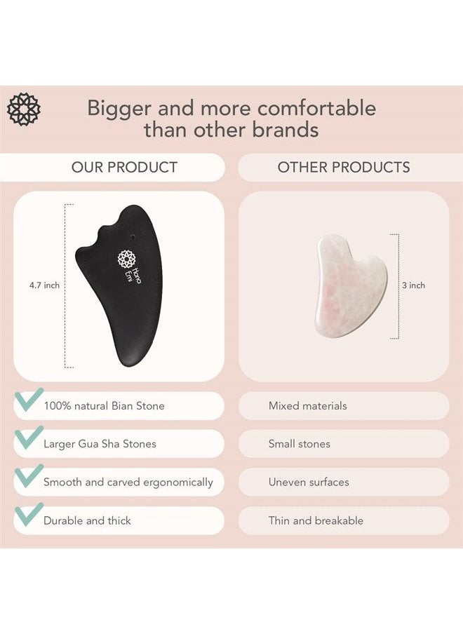 Hana Emi - Large Gua Sha Stone Set of 4 - Bian Stone Gua Sha Facial Tools for Glowing Massage - Gua Sha Body Tool and Massage Set for Daily Skincare Routine - Guasha Tool for Face and Body by Hana Emi - Image 1